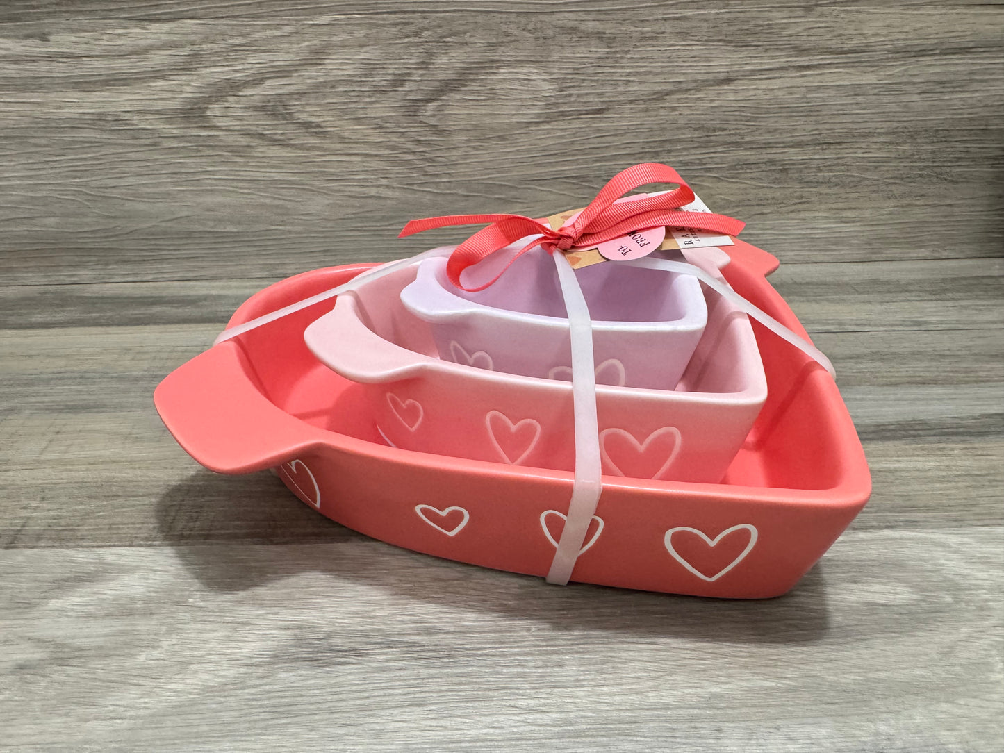 Rae Dunn Oh La La Kitchen Heart Baking / Serving Dish Set