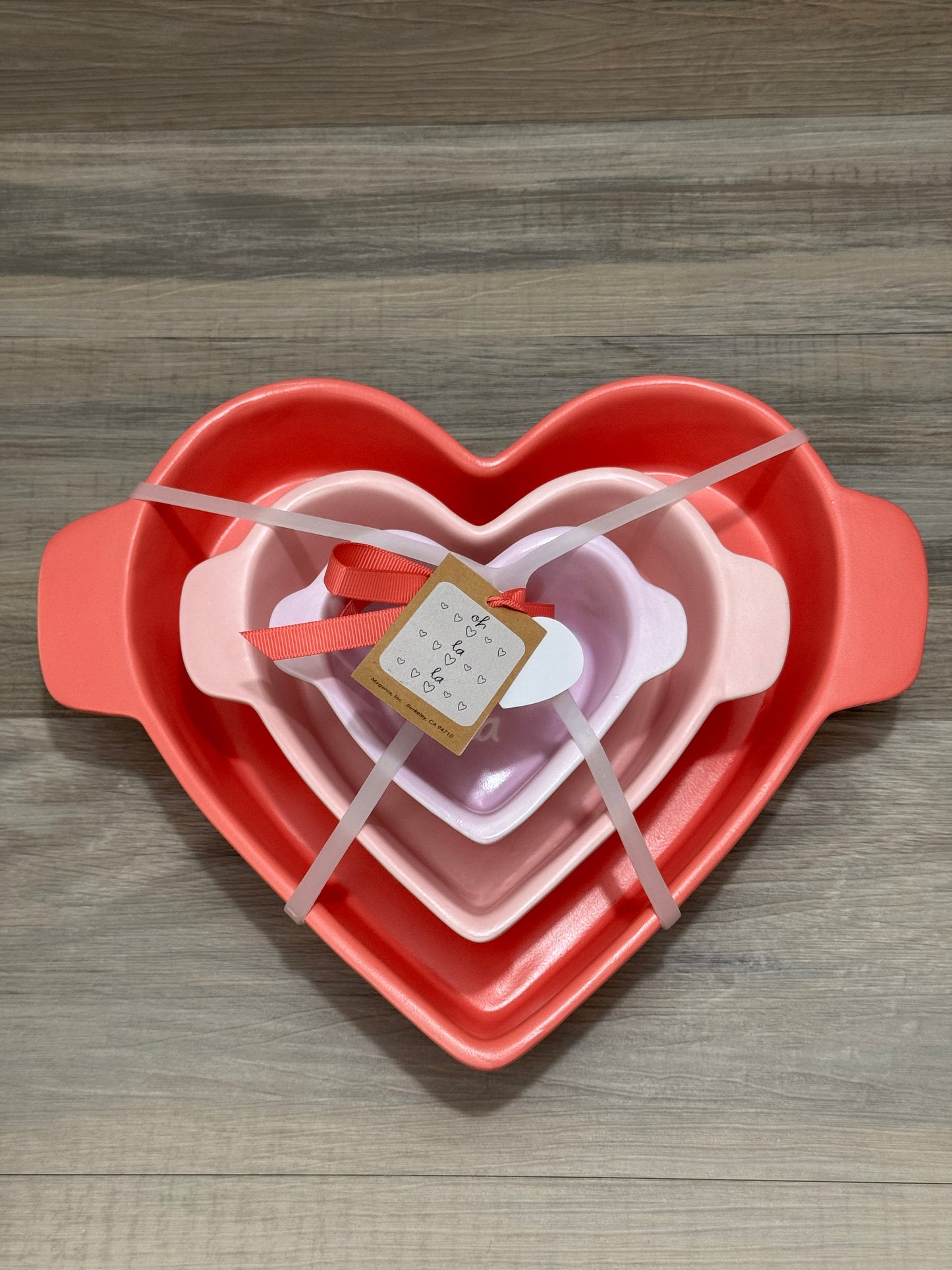 Rae Dunn Oh La La Kitchen Heart Baking / Serving Dish Set