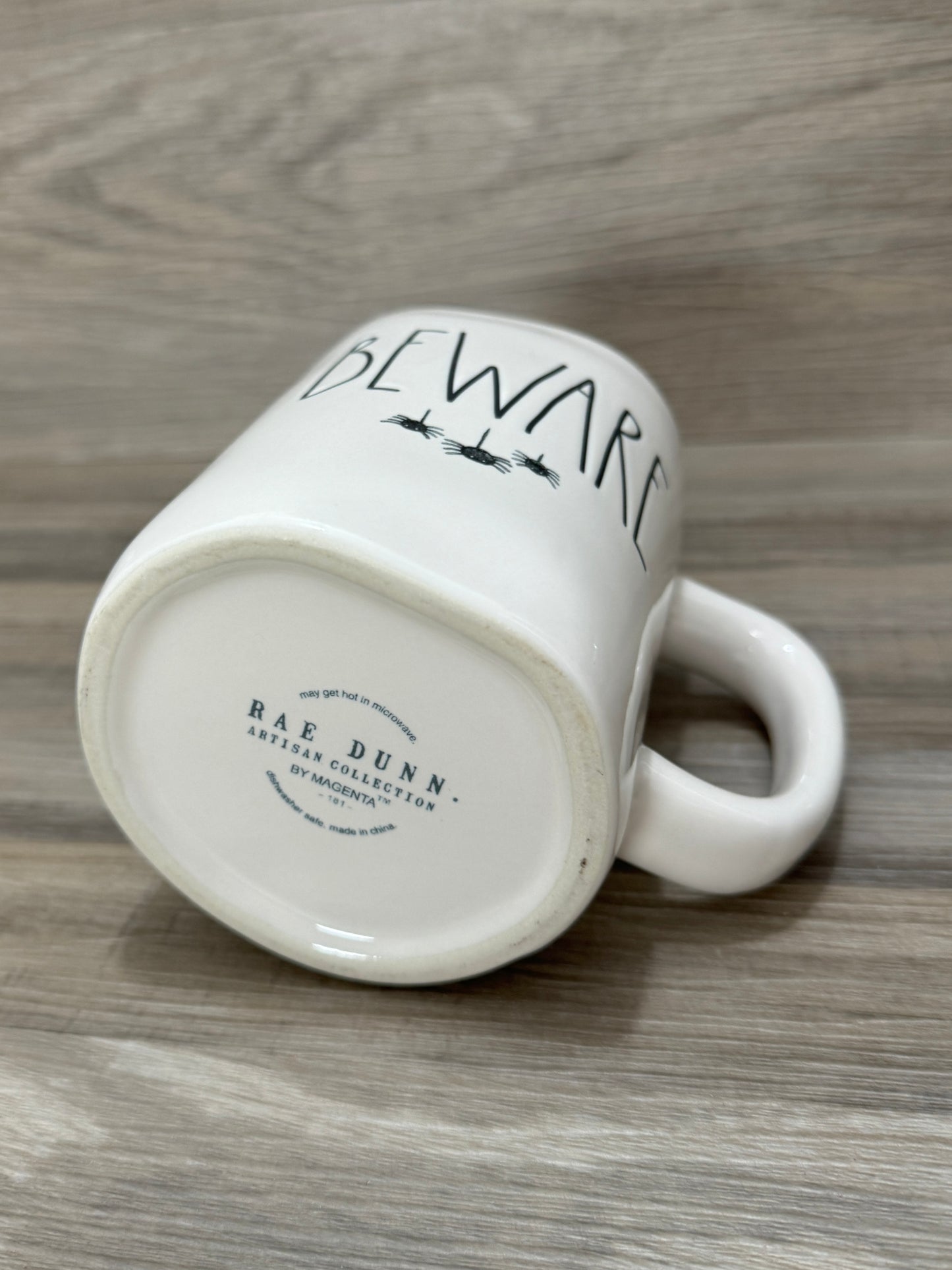 Rae Dunn Beware Watercolor Spiders Mug