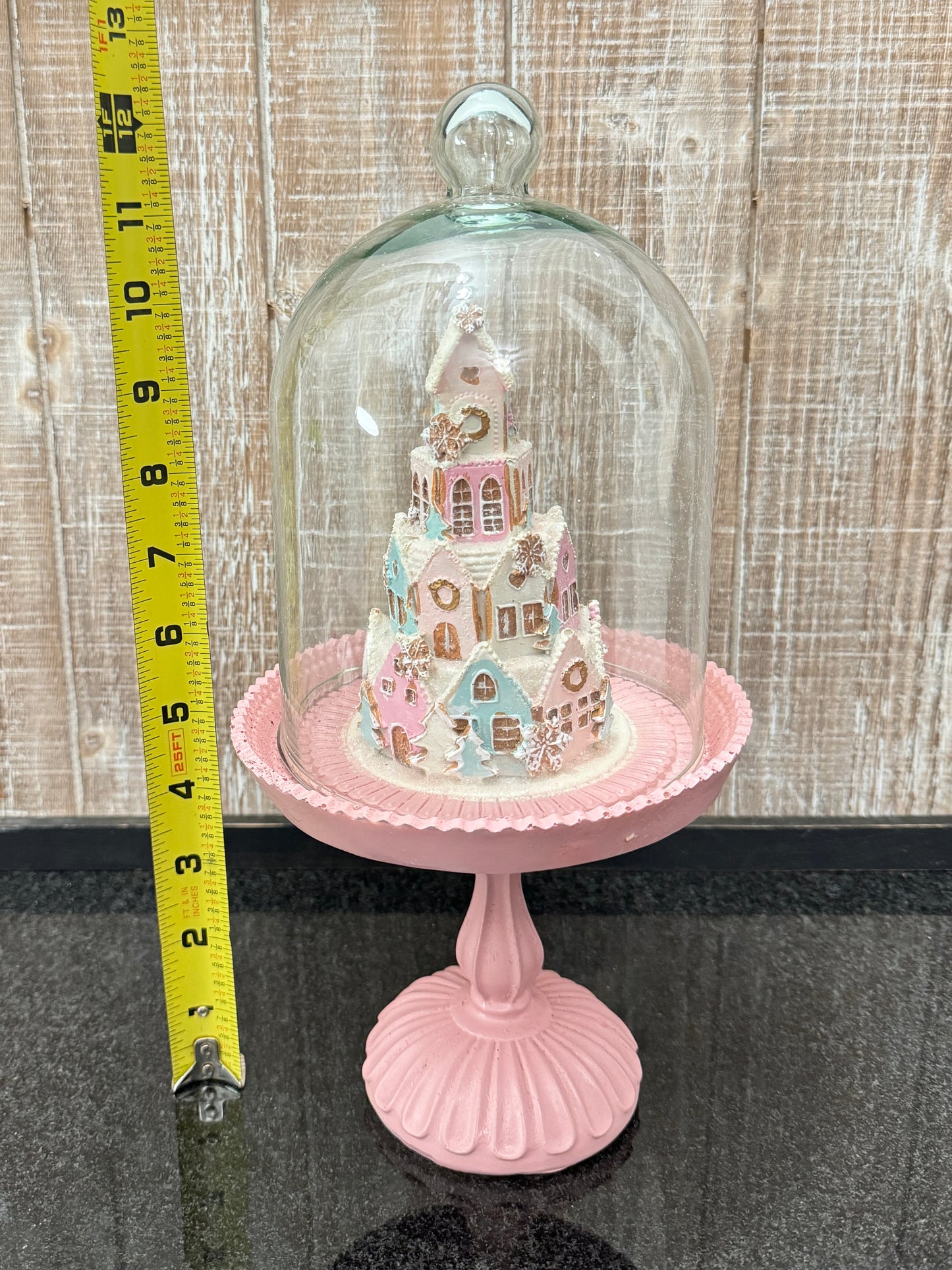 Gingerbread House in a Cloche Stand *Handpainted (Read Description)