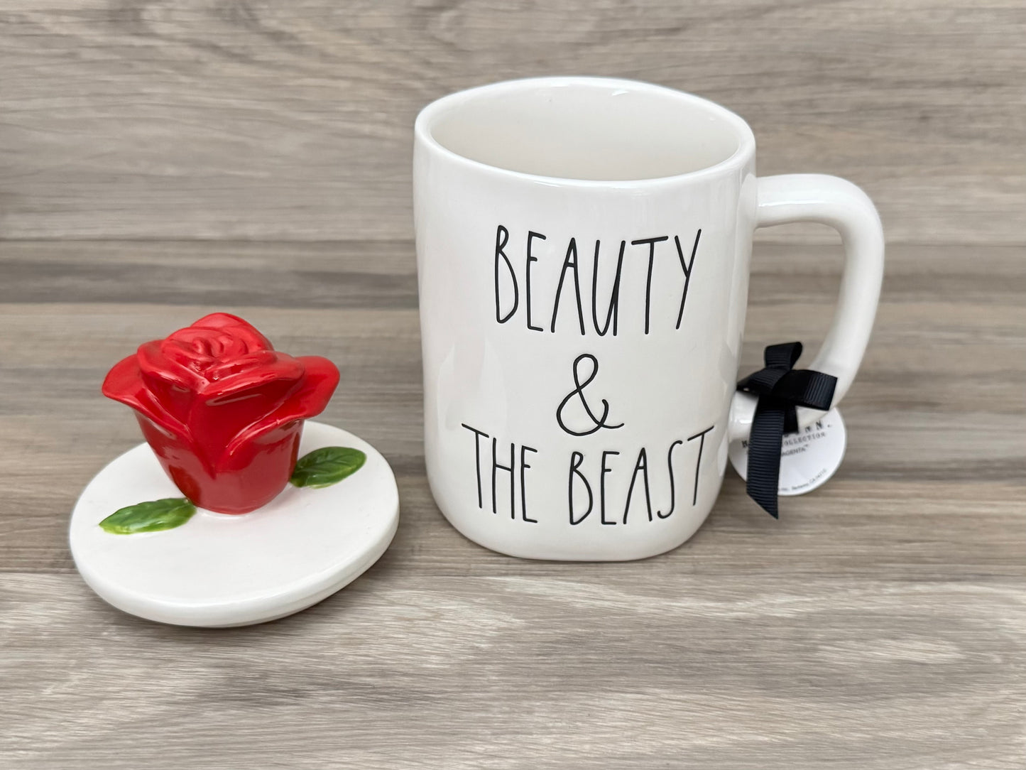 Rae Dunn Beauty and The Beast Disney Mug with Topper