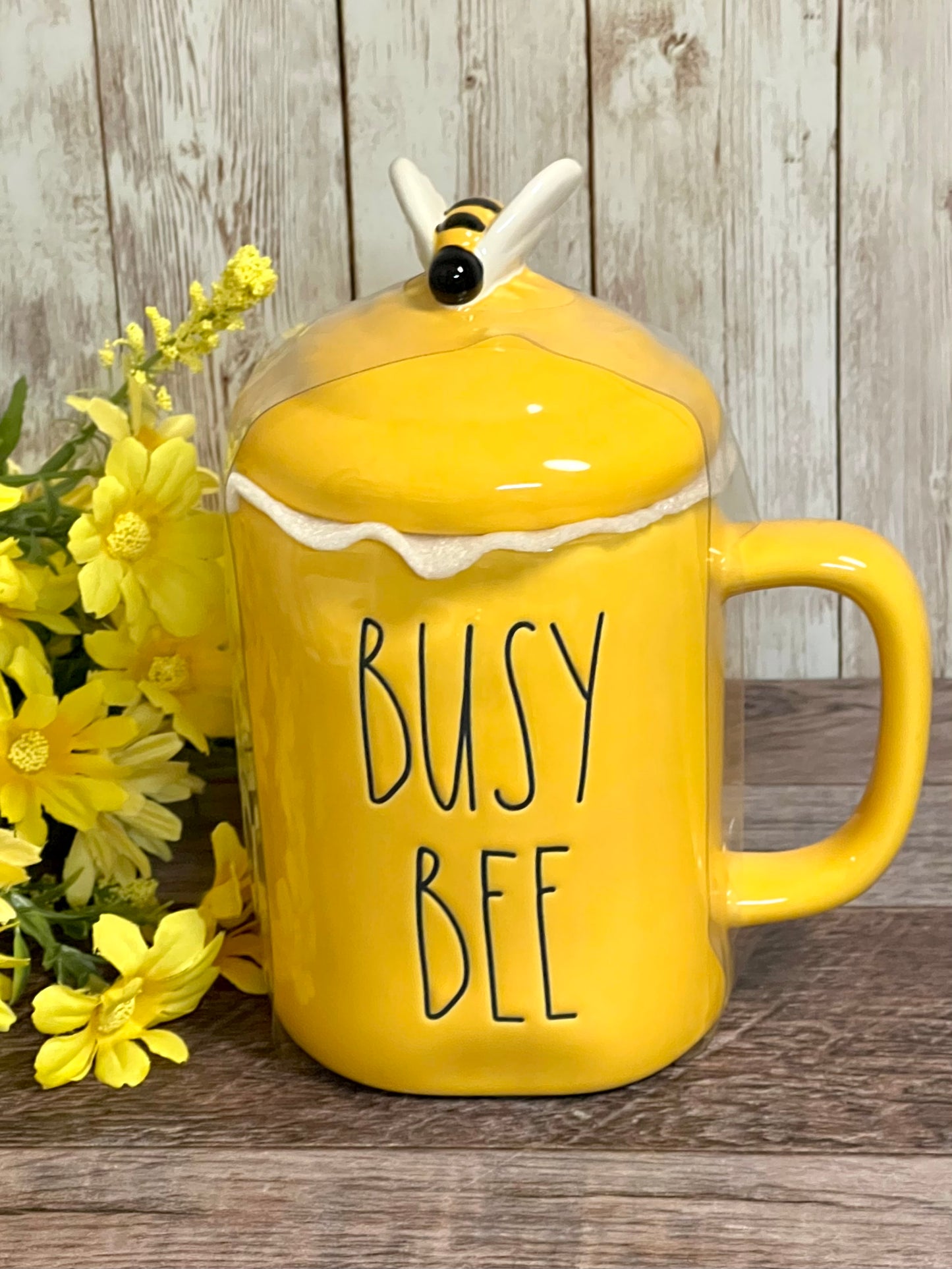 Rae Dunn Busy Bee Mug with Topper