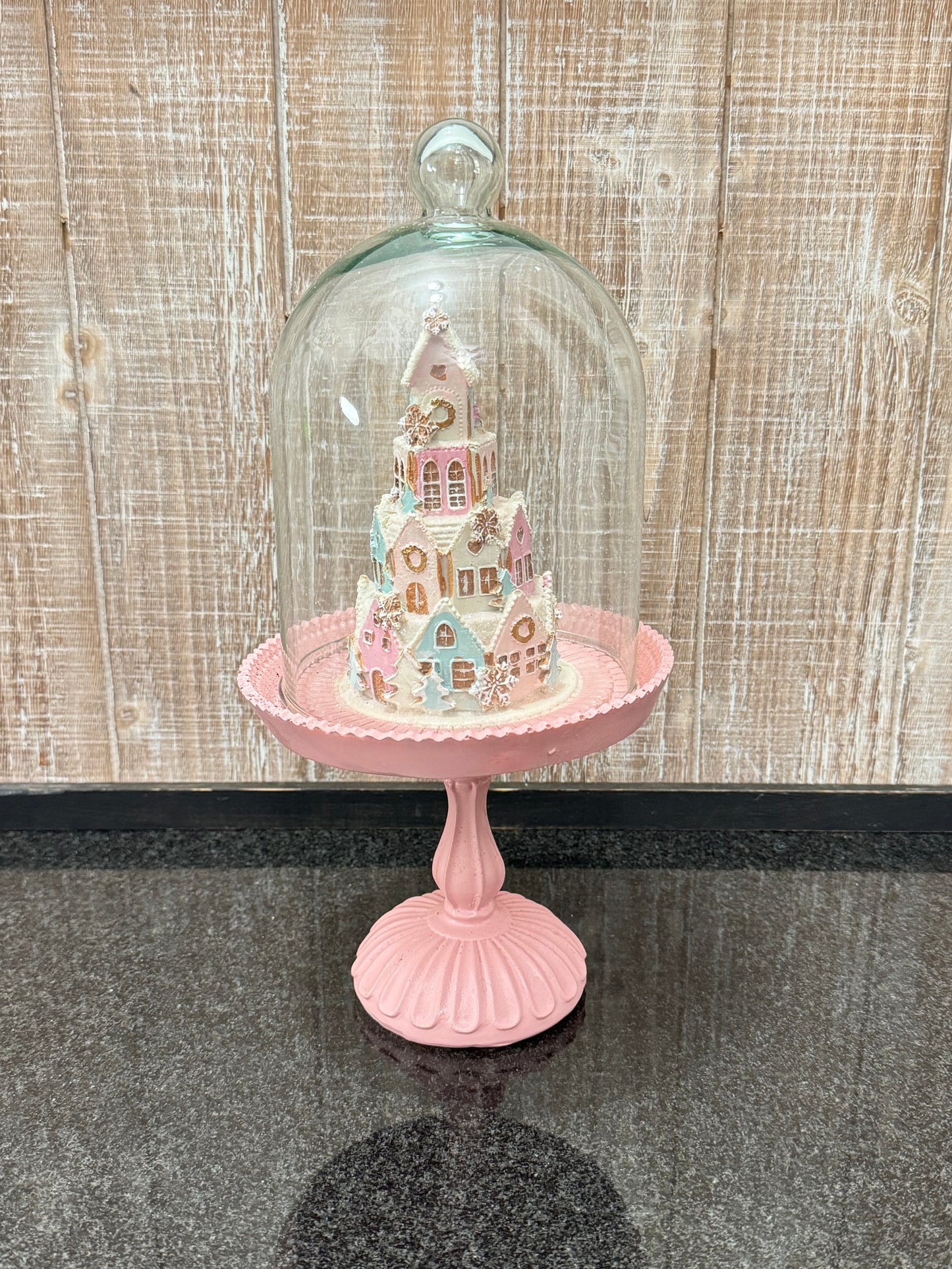 Gingerbread House in a Cloche Stand *Handpainted (Read Description)