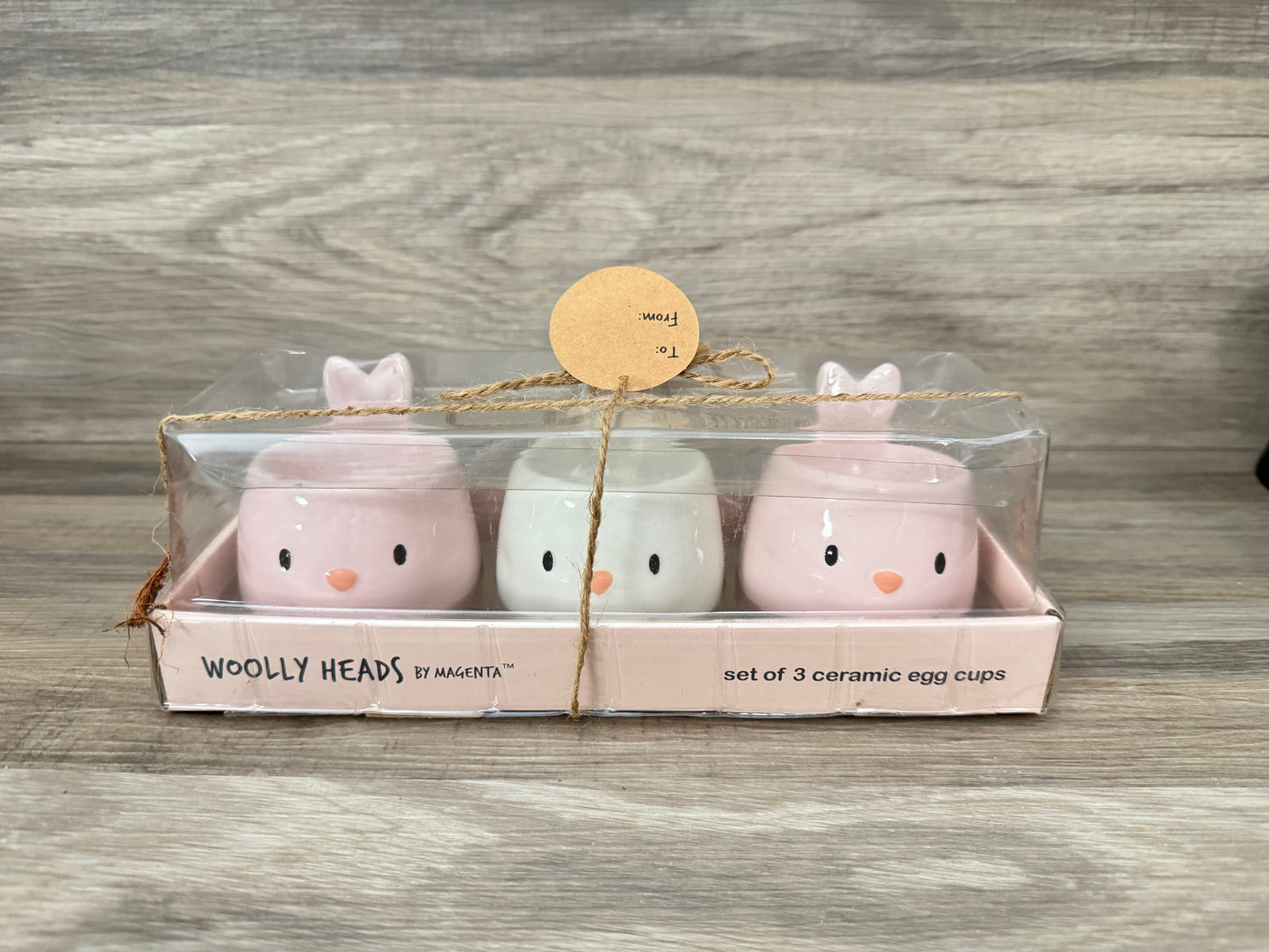 Set of 3 Woolly Heads Bunnies Egg Holders