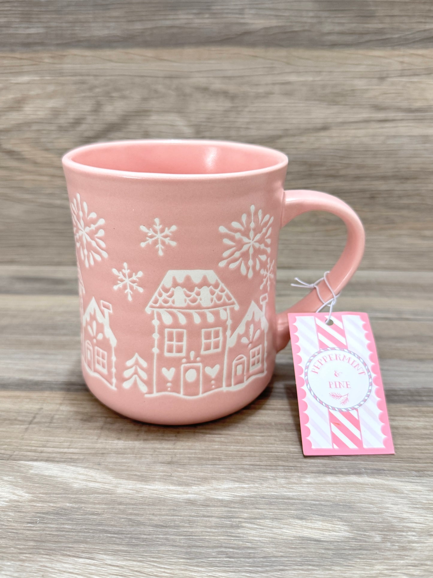 Peppermint & Pine Gingerbread House Pink Mug