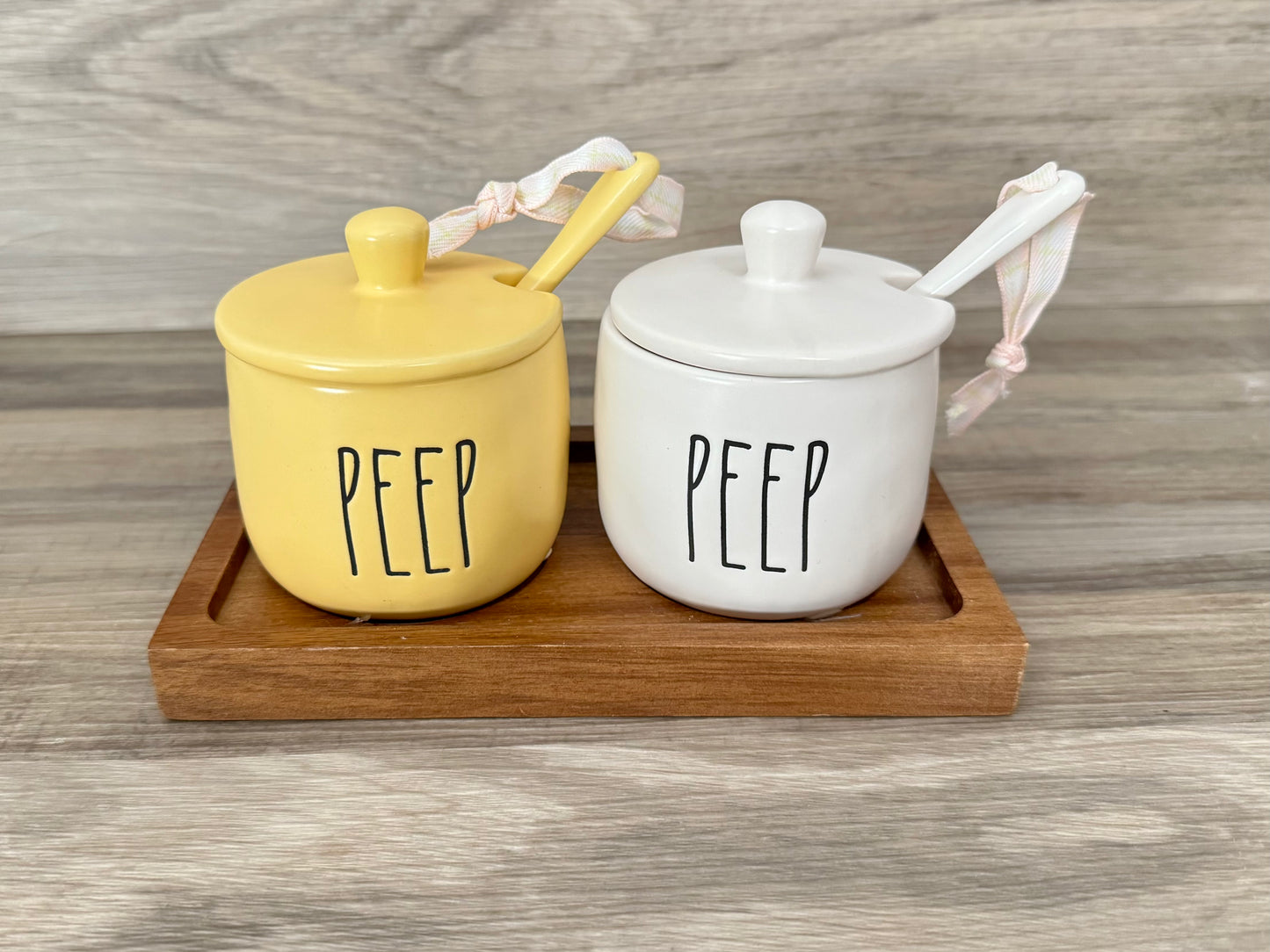 Rae Dunn Peep Peep Jar with Spoons and Tray