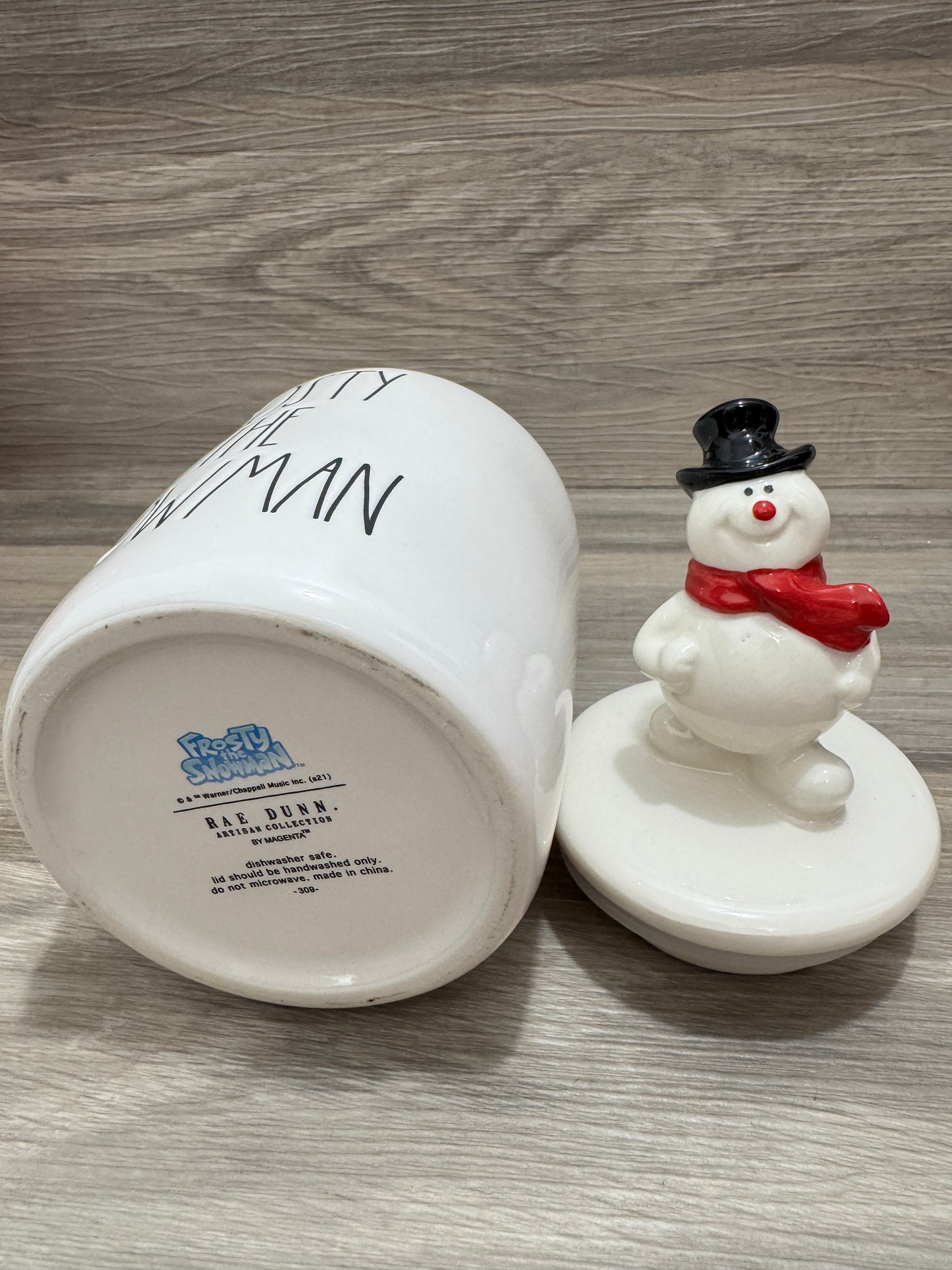 Rae Dunn Frosty The Snowman Canister with Figural Lid