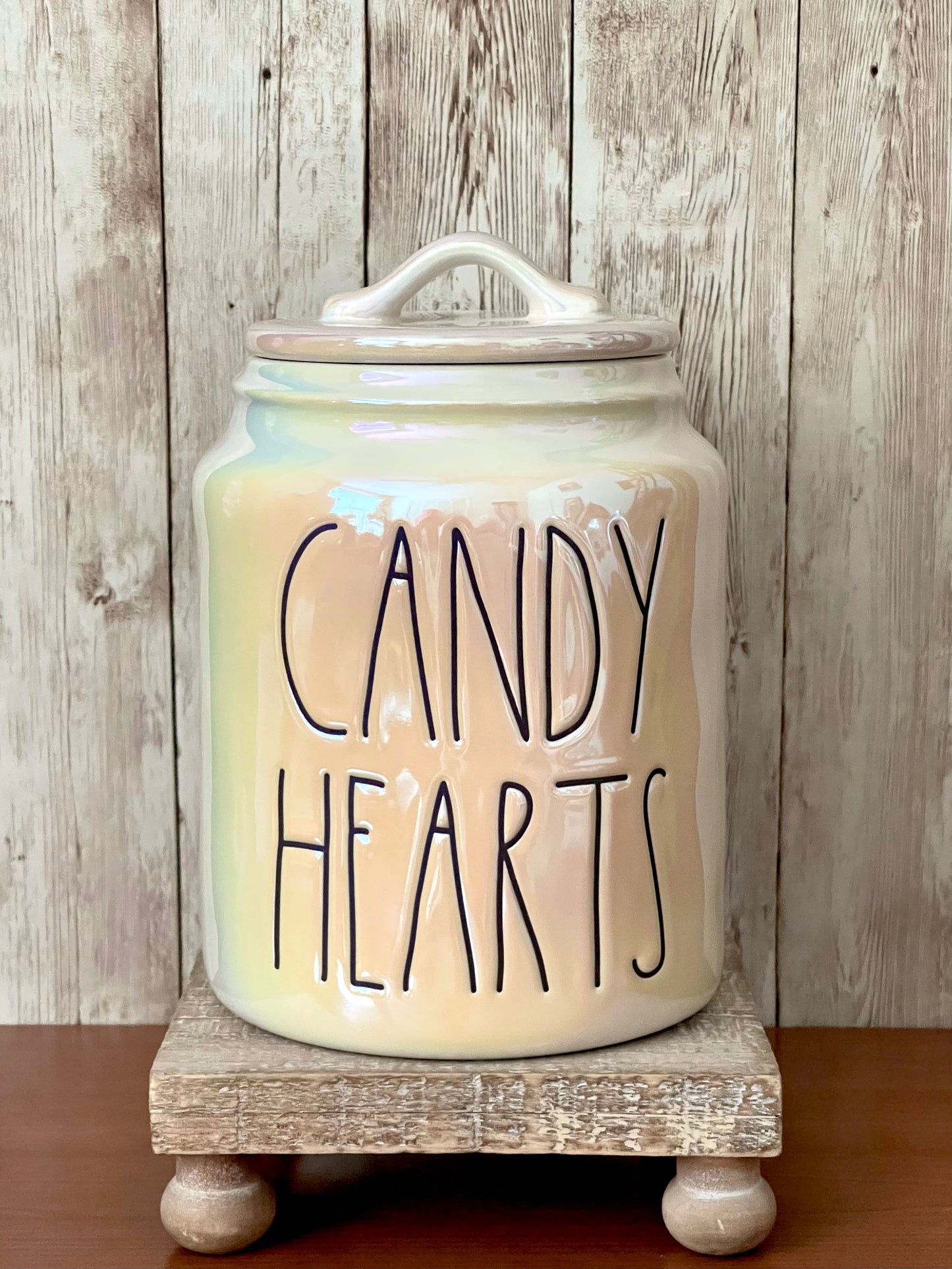 Rae Dunn Candy Hearts Iridescent Canister