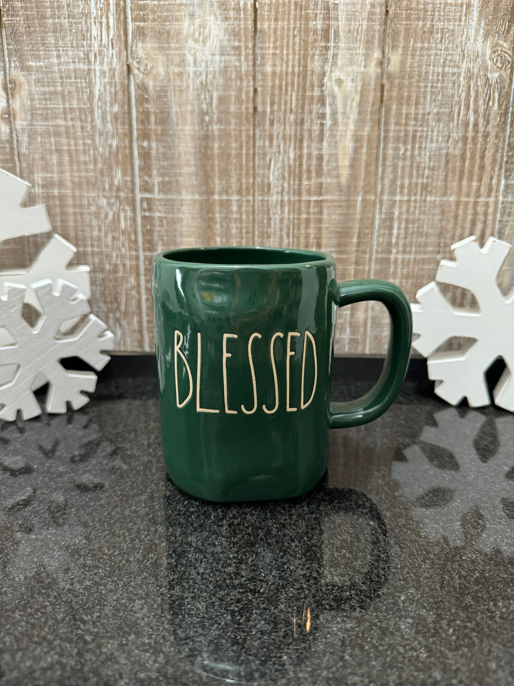 Rae Dunn Blessed Green Mug