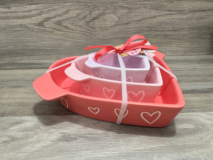 Rae Dunn Oh La La Kitchen Heart Baking / Serving Dish Set
