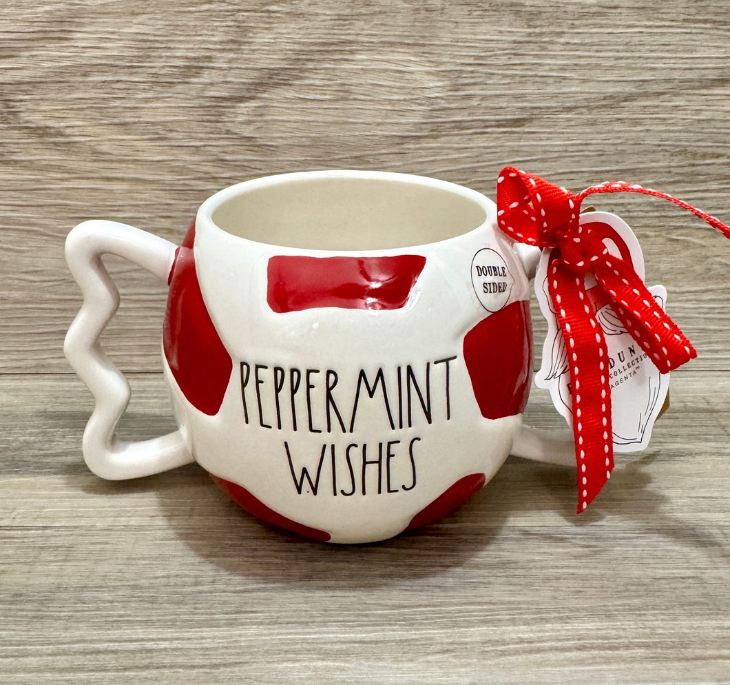 Rae Dunn Peppermint Wishes Figural Mug