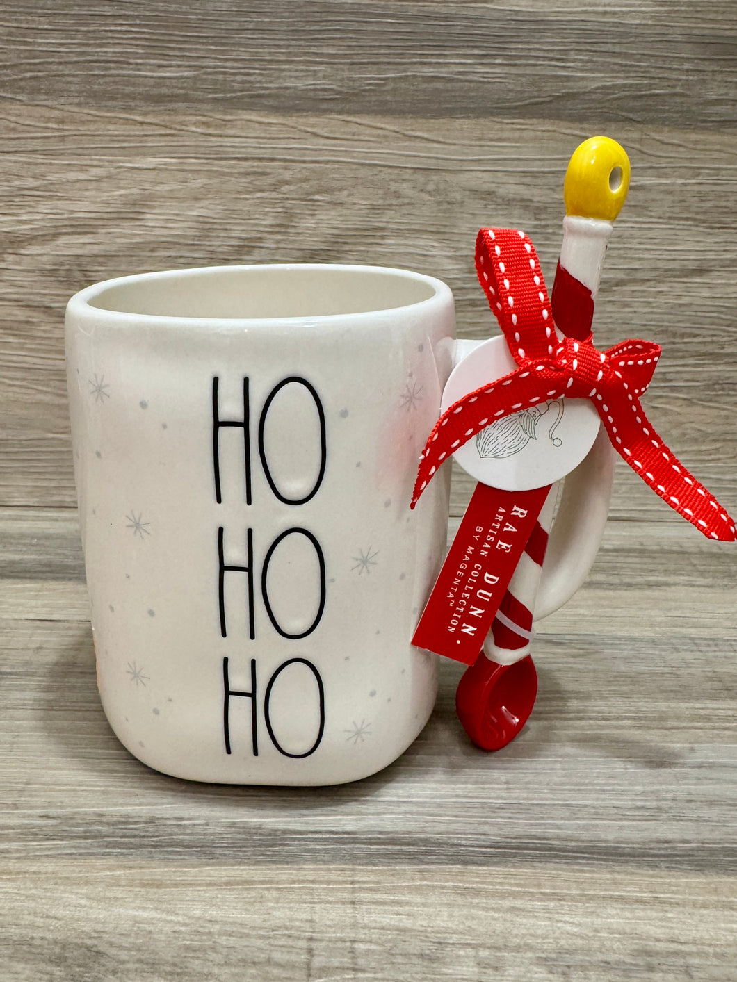 Rae Dunn Ho Ho Ho Double Sided Mug with Spoon