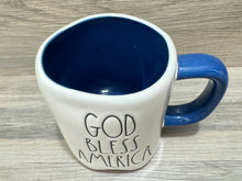 Load image into Gallery viewer, Rae Dunn God Bless America Blue Handle Mug
