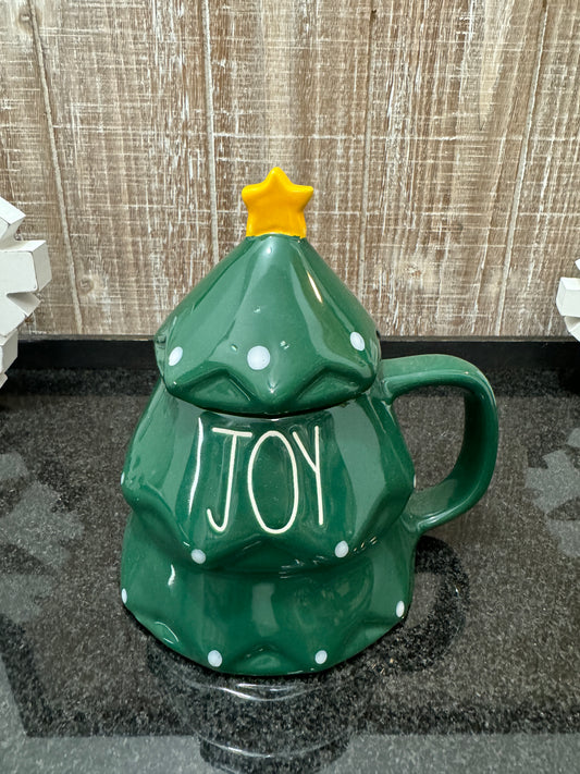 Rae Dunn Joy Christmas Tree Mug With Lid