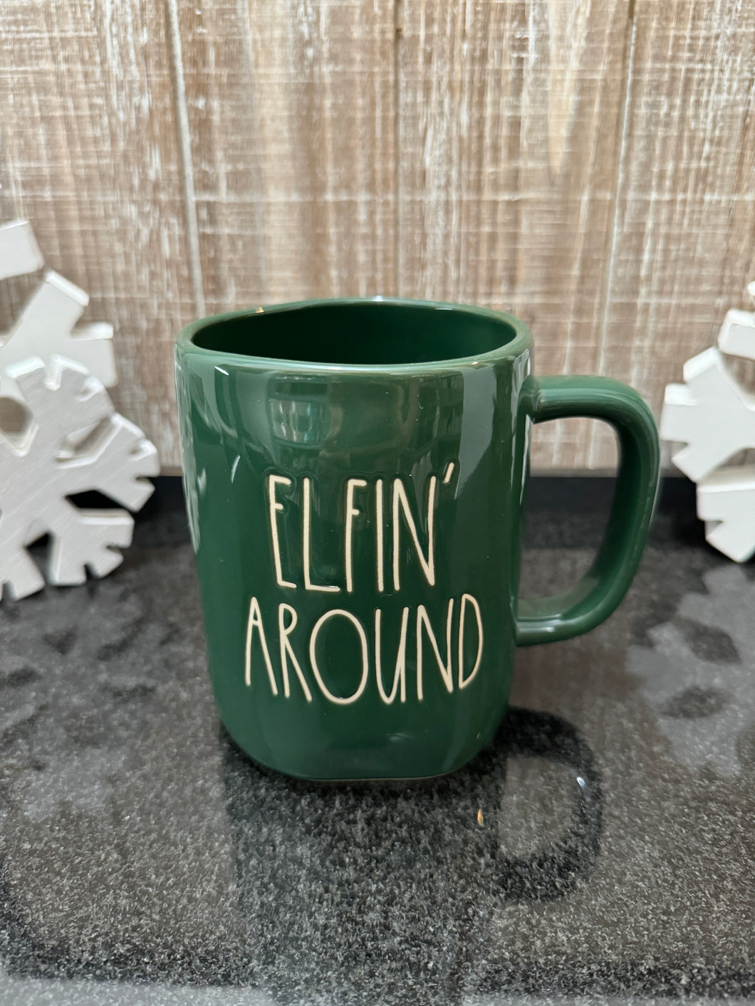 Rae Dunn Elfin’ Around Green Mug