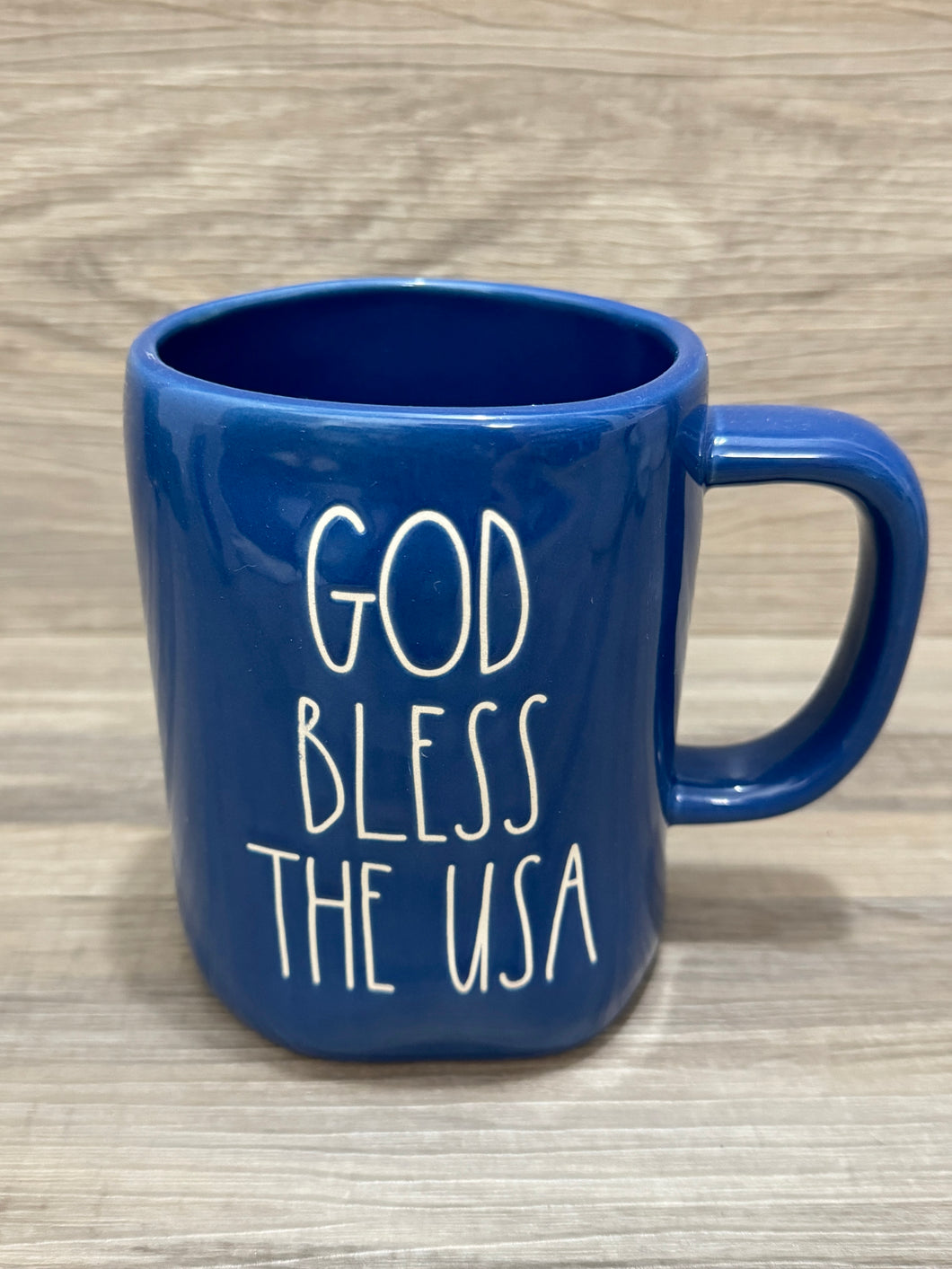 Rae Dunn God Bless The USA Blue Mug