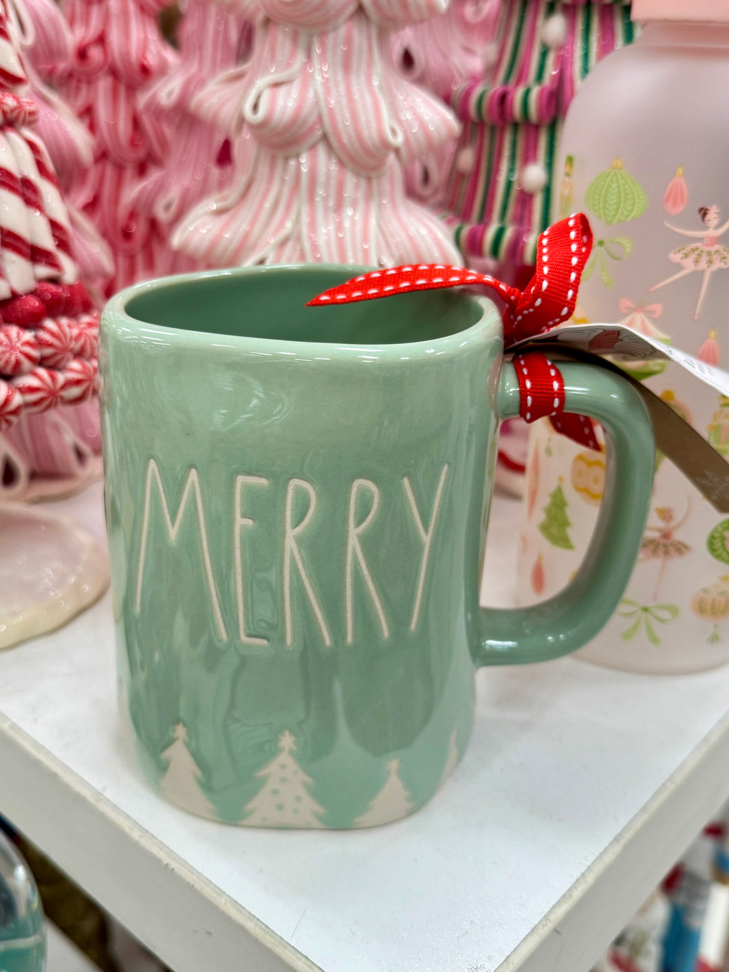 Rae Dunn Merry Light Green Mug