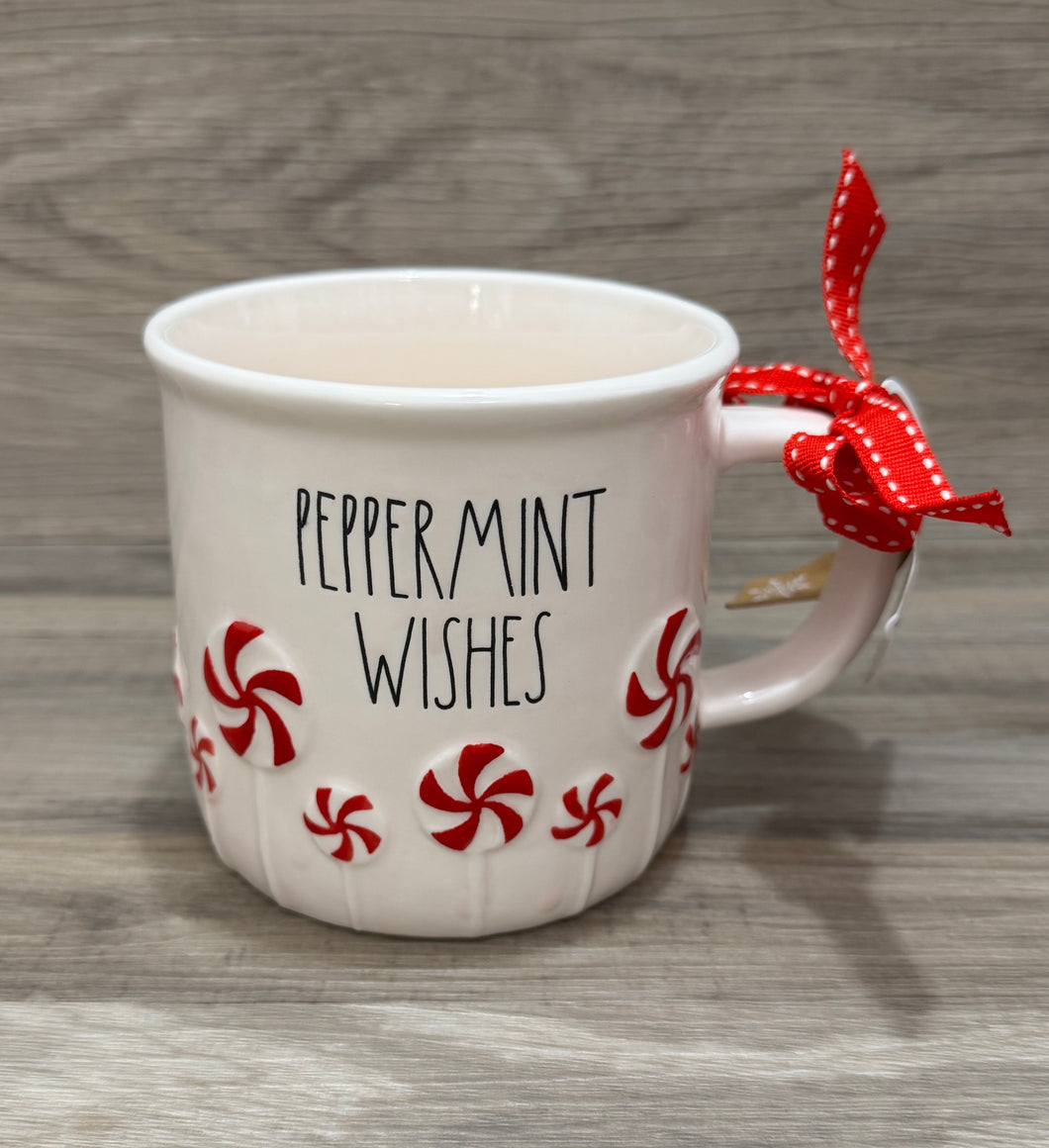 Rae Dunn Peppermint Wishes Camp Mug