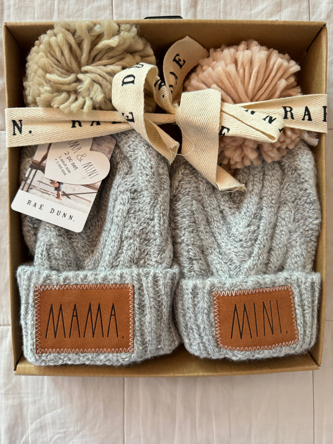 Rae Dunn Mama and Mini Beanie set