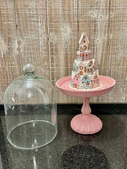 Gingerbread House in a Cloche Stand *Handpainted (Read Description)