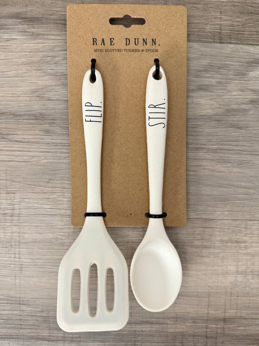Rae Dunn Set of Mini Slotted Turner & Spoon