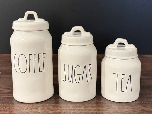 Rae Dunn Coffee Sugar Tea Canister Set