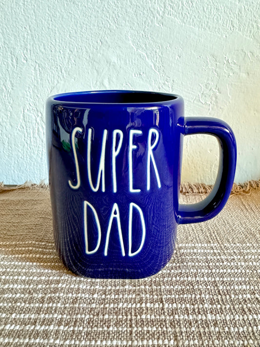 Rae Dunn Super Dad Royal Blue Mug