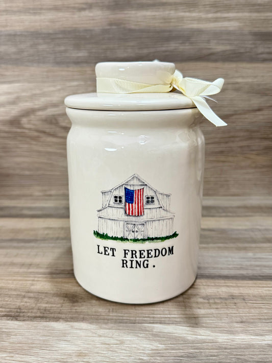 Rae Dunn Let Freedom Ring Baby Canister