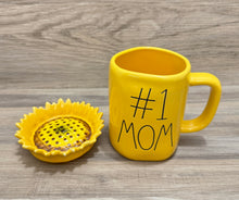 Load image into Gallery viewer, Rae Dunn #1 Mom Mug with Sunflower Topper
