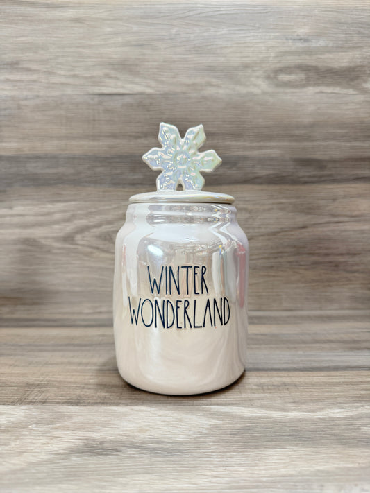 Rae Dunn Winter Wonderland Iridescent Canister With Snowflake Lid