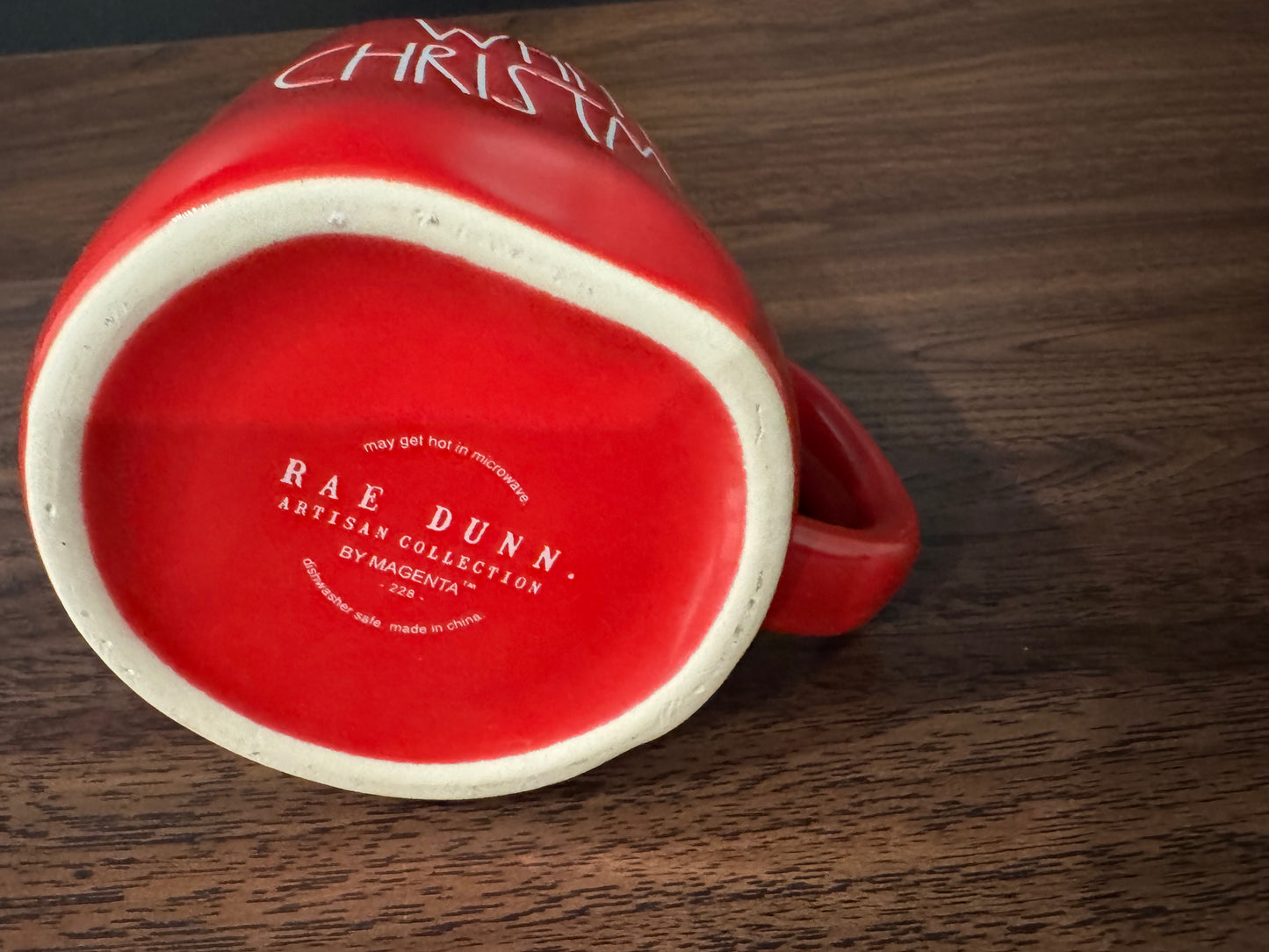 Rae Dunn White Christmas Mug with Printed Stitches